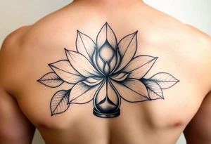 Lotus flower with broken hour glass that turns into birds tattoo idea