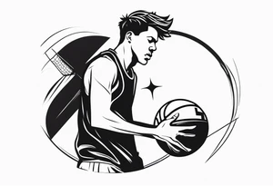 person with basketball tattoo idea