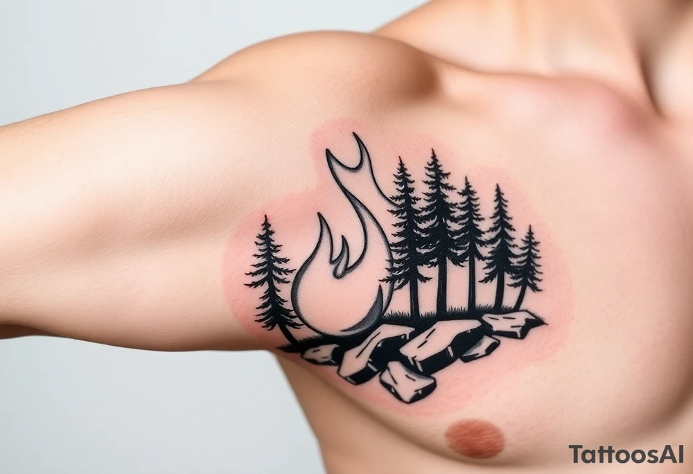 flame and woods tattoo idea