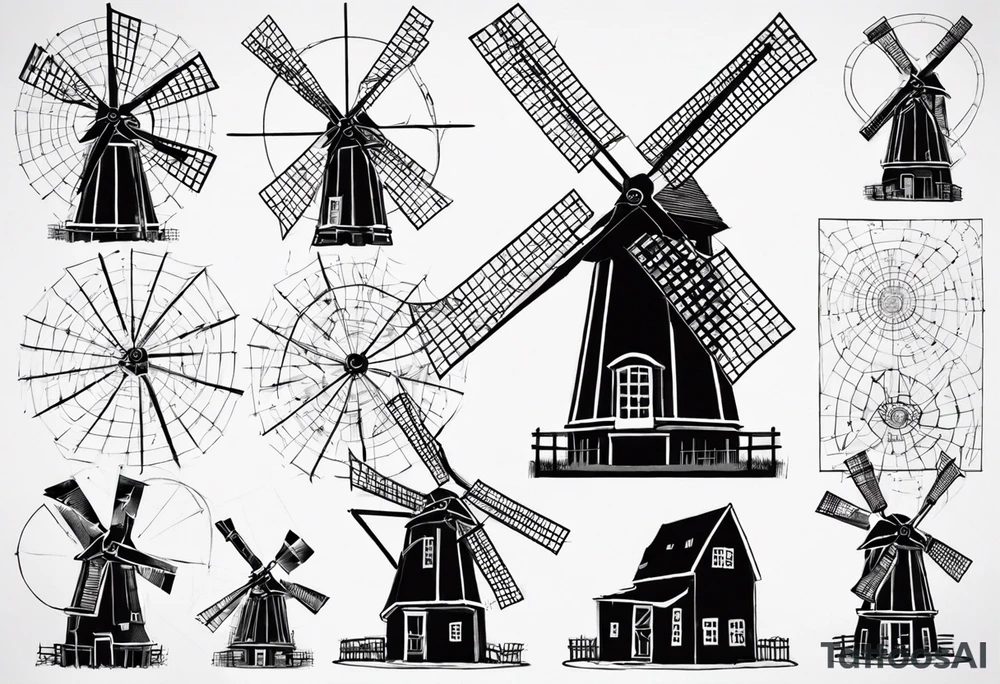The mathematical dutch windmill graph from graph theory that is cute, with vertices and edges, not an actual wind tattoo idea