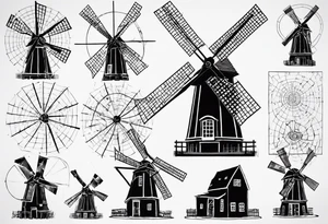 The mathematical dutch windmill graph from graph theory that is cute, with vertices and edges, not an actual wind tattoo idea