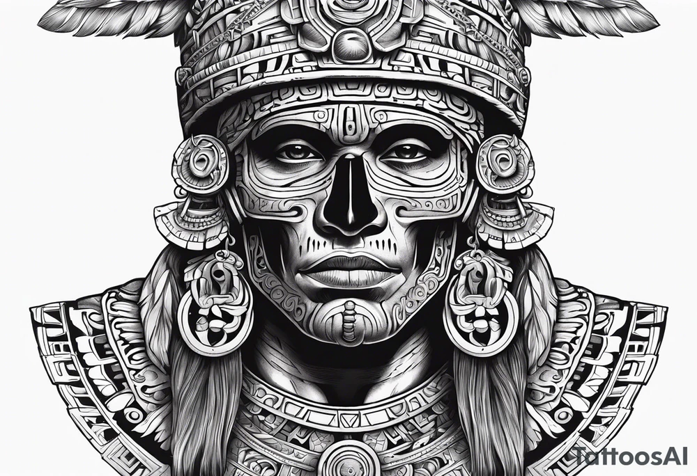 aztec god of death Mictlantecuhtli shoulder up tattoo idea