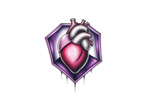 A purple cube with an anatomical heart inside tattoo idea