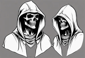 hooded reaper upper body, no skull tattoo idea
