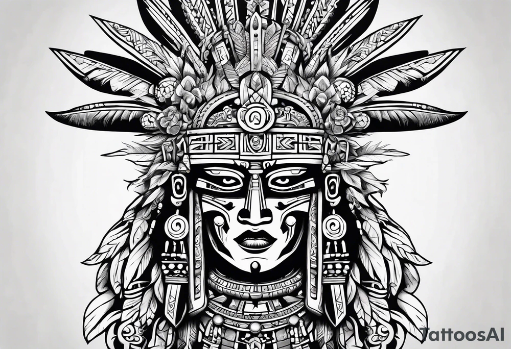 Aztec,gangster, mayan,guns,symbols tattoo idea