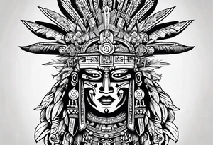 Aztec,gangster, mayan,guns,symbols tattoo idea