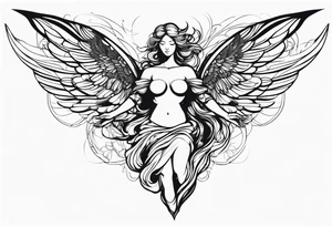 angel with wings outstretched incorporating digital or electronic elements into the design tattoo idea