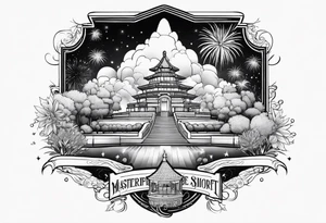 Epcot world showcase with fireworks in a rectangle shape tattoo idea