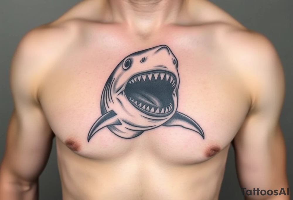 shark with open mouth frontal. tattoo idea