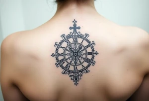 vintage roman numerals within ornate clockwork mechanism tattoo idea