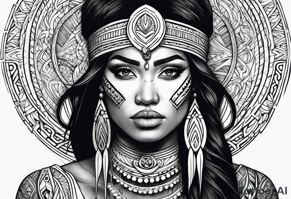 Māori female pukana tattoo idea