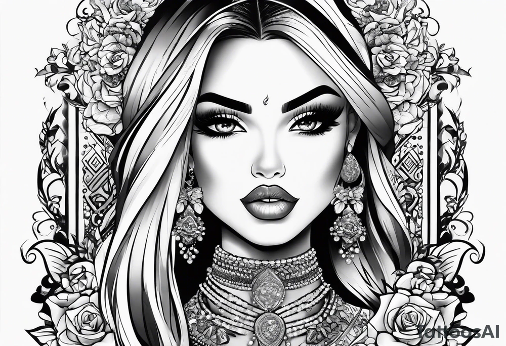 Bratz style flash tattoo full body y2k smoking tattoo idea