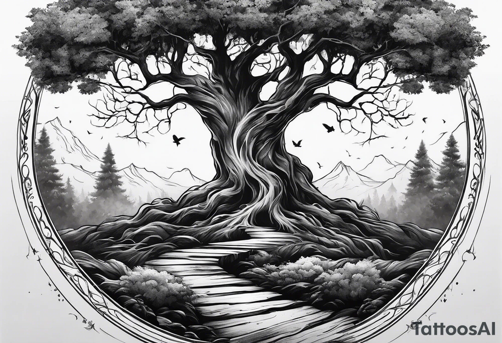 A tree progressing from death to life tattoo idea