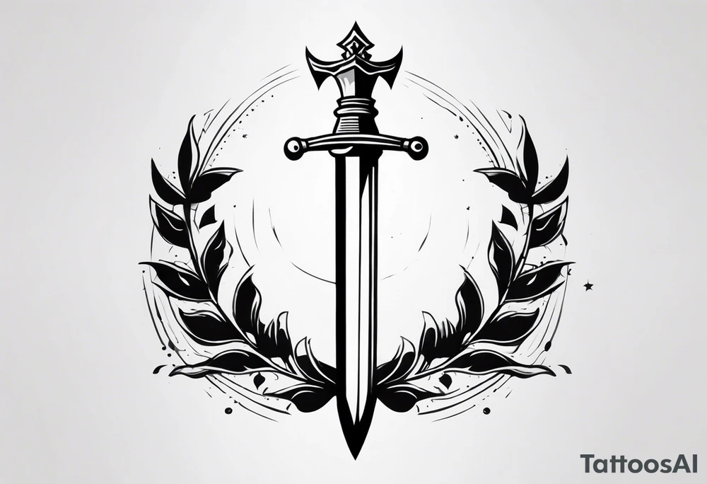 Sword with king piece from chess tattoo idea
