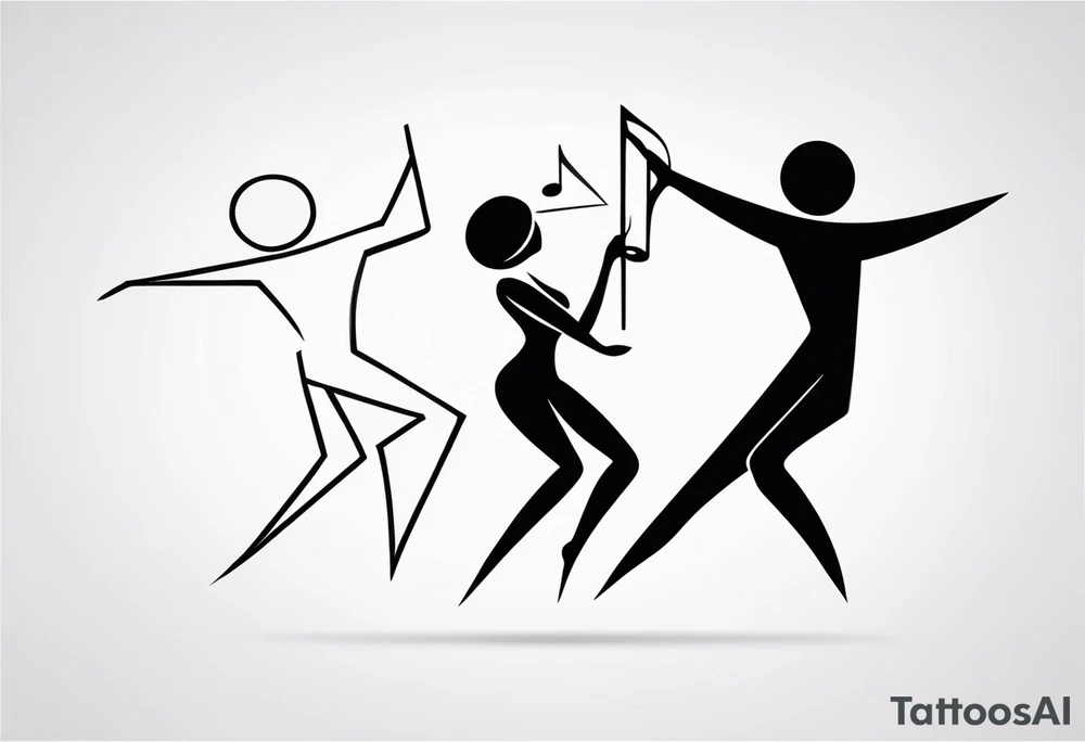 Music quarter notes connecting two dancing stick figures tattoo idea Music quarter notes connecting two dancing stick figures tattoo idea