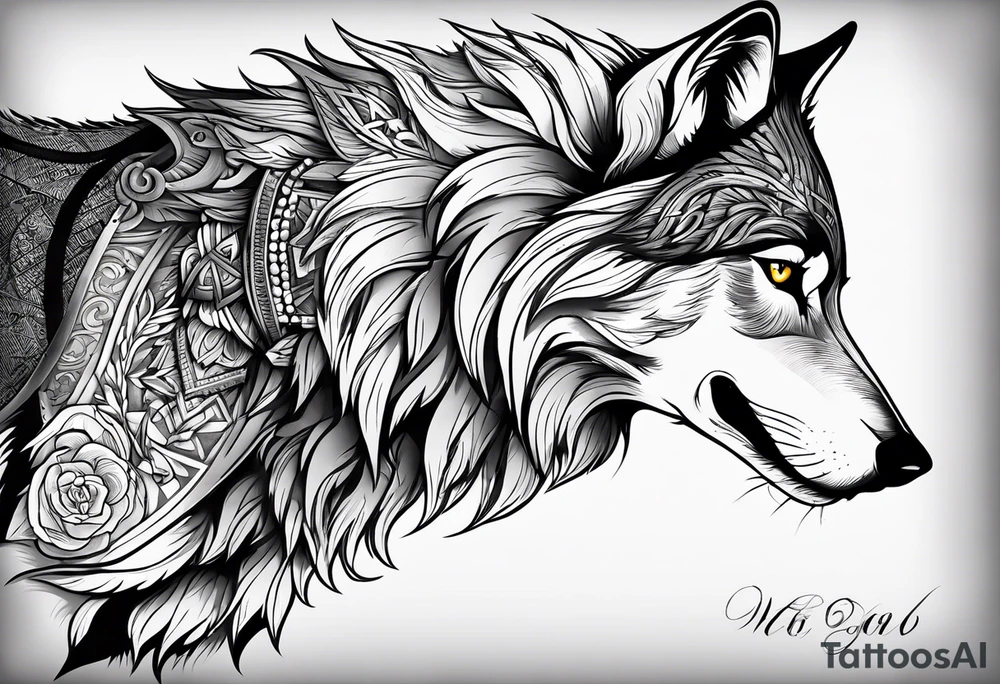 wolf with the letters SP on it tattoo idea