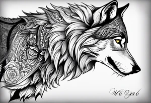 wolf with the letters SP on it tattoo idea