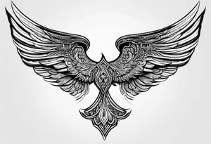 words in arabic calligraph in shape of angel wing tattoo idea