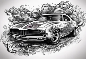 Drifting trippy car tattoo idea