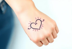 A infinity symbol, with one loop engraving the family sign intertwined with a heart tattoo idea