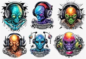 Extra terrestrial DJ tattoo idea