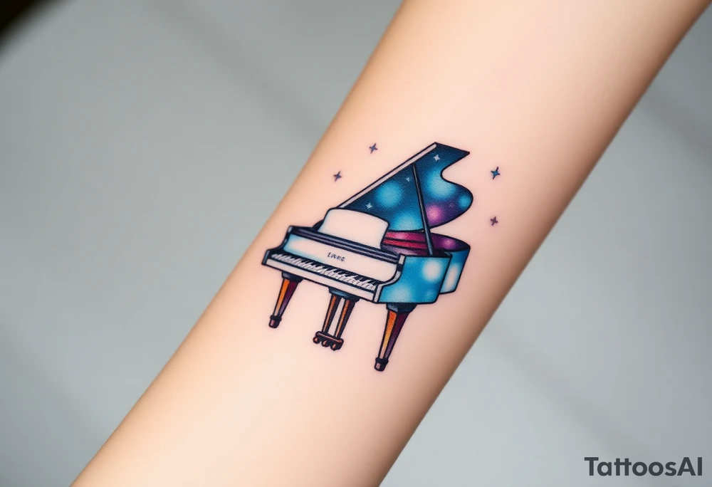 Grand piano under stars tattoo idea