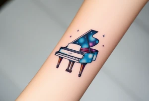 Grand piano under stars tattoo idea