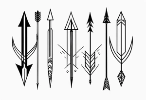 three minimalistic parallel medievall arrows. tattoo idea