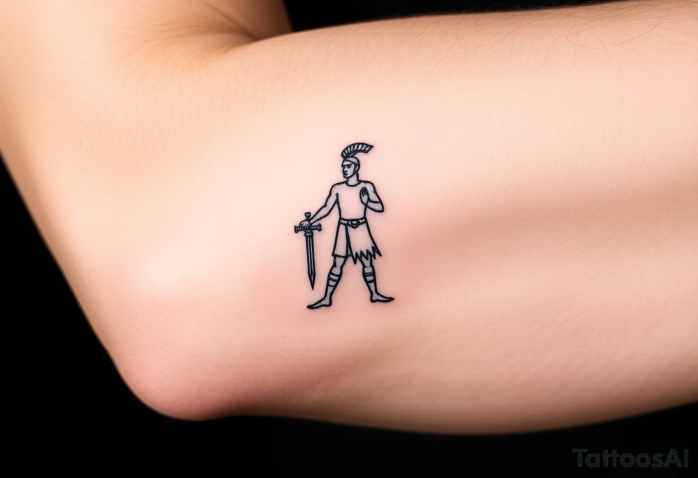 gladiator standing arena short sword in hand tattoo idea