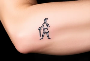 gladiator standing arena short sword in hand tattoo idea