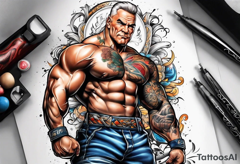 Funny old bodybuilder tattoo idea