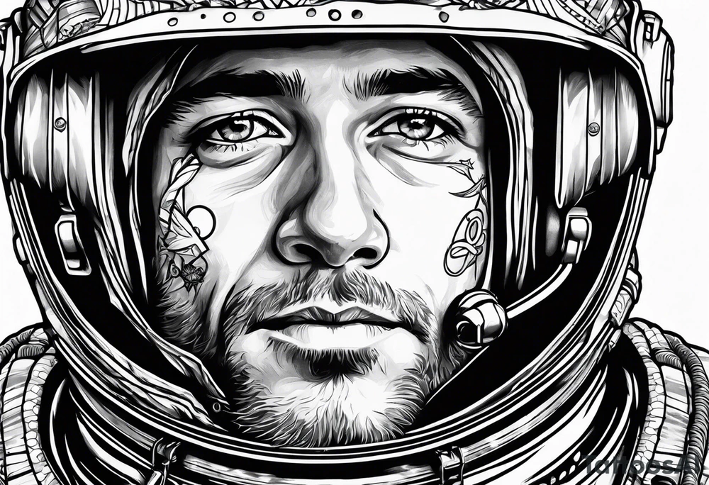 Astronaut wearing a peace bandana tattoo idea