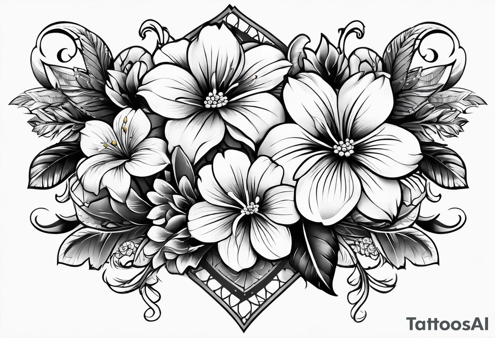 Western with flowers tattoo idea