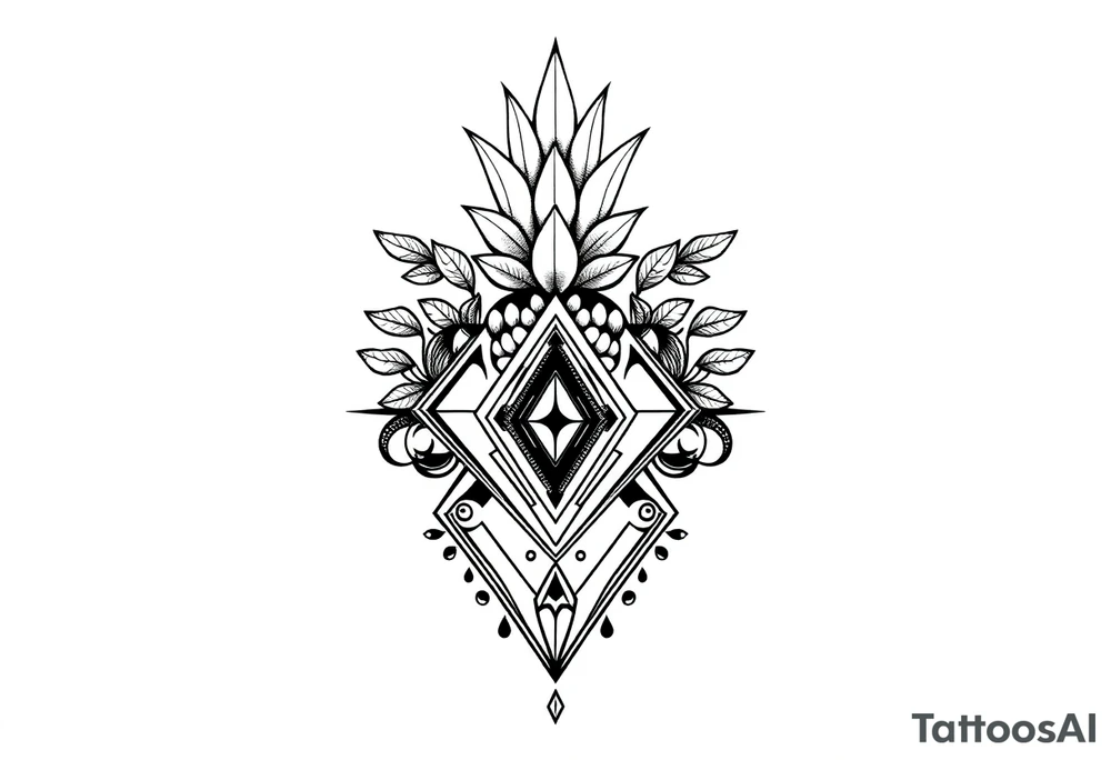 Wide Pubic crown pineapple 
 diamond vagina and anus tattoo idea