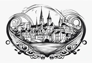 medieval city swirl
 vector tattoo idea