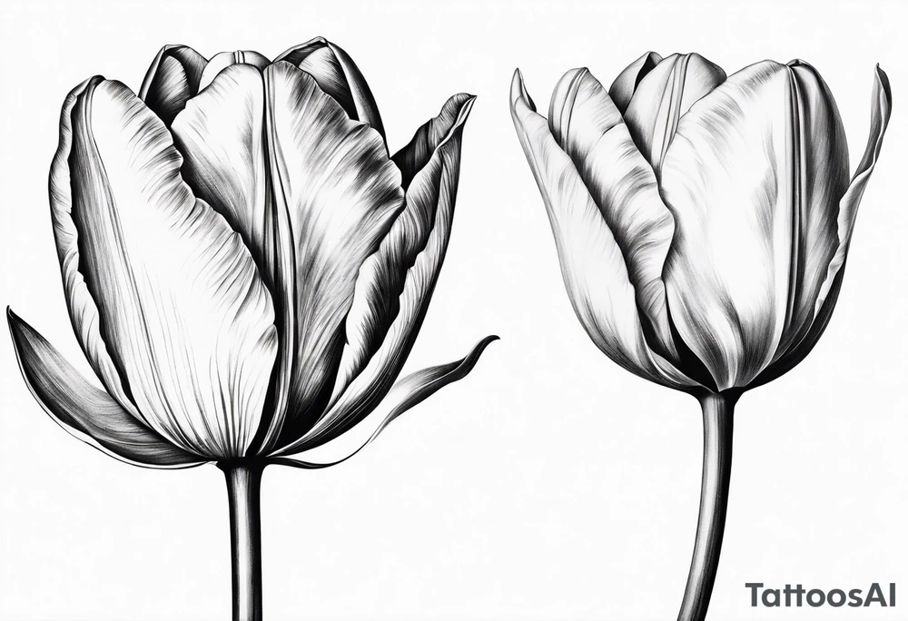 Classic Tulip flower with music note on the stem tattoo idea