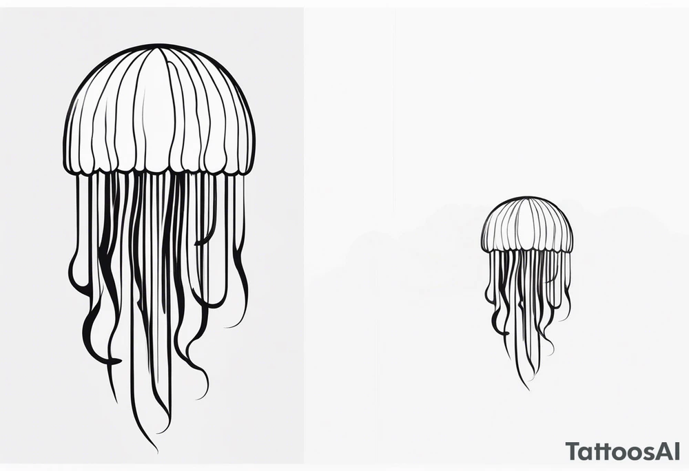 jellyfish with a small head and really long tentacles. Add clouds behind it like it’s floating in the sky tattoo idea