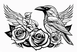 Raven , tribal , light , roses , doll , scary tattoo idea