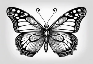 Borboleta com um coração de chama tattoo idea