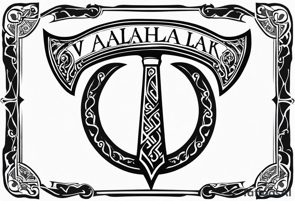 Valhalla axe sword tattoo idea