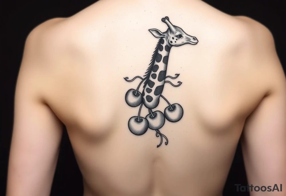 Giraffe cherries gemini tattoo idea