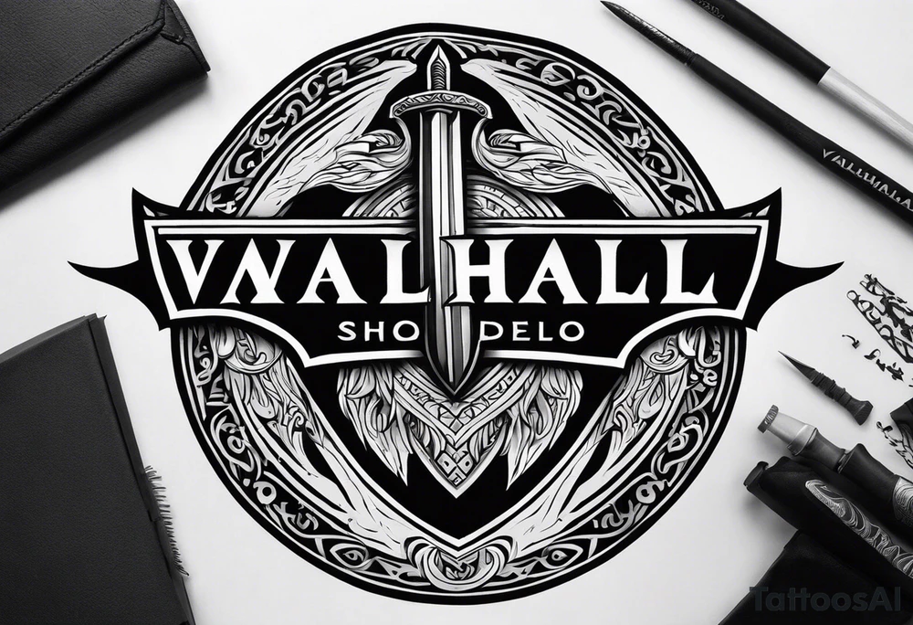 Valhalla sword round shield tattoo idea