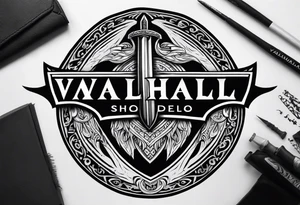 Valhalla sword round shield tattoo idea
