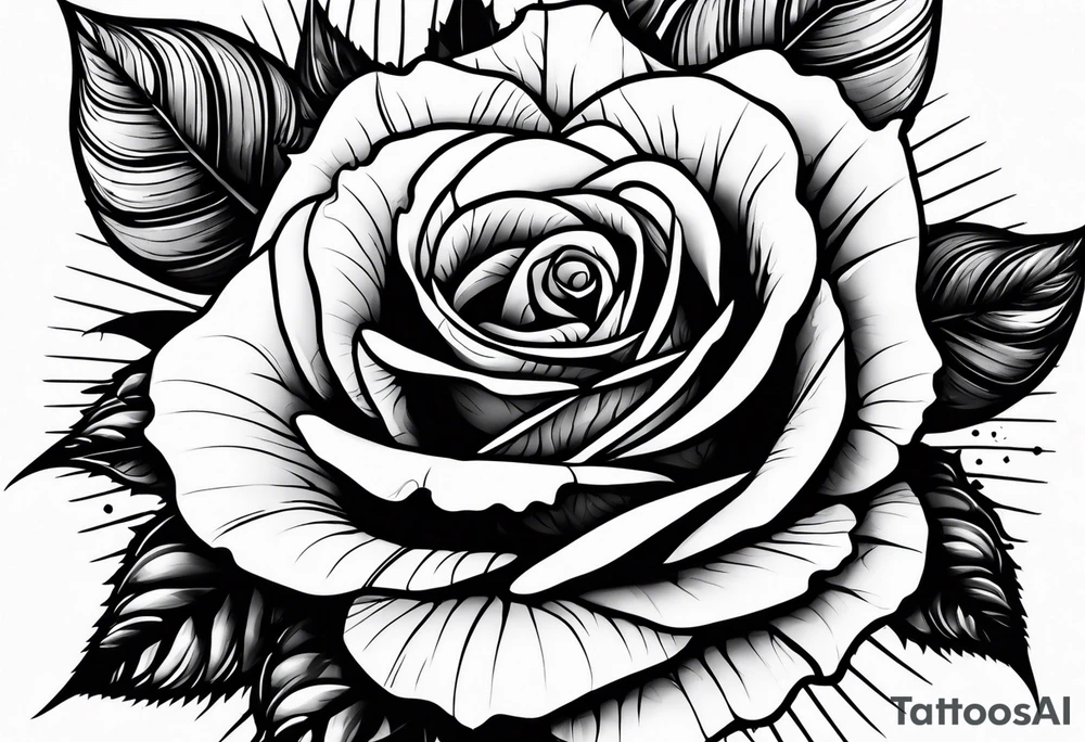 A rose with a few leaves tattoo idea