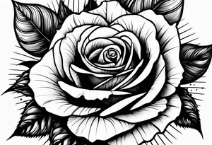 A rose with a few leaves tattoo idea