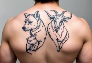 dog, rat, goat, and ox Japanese style tattoo idea