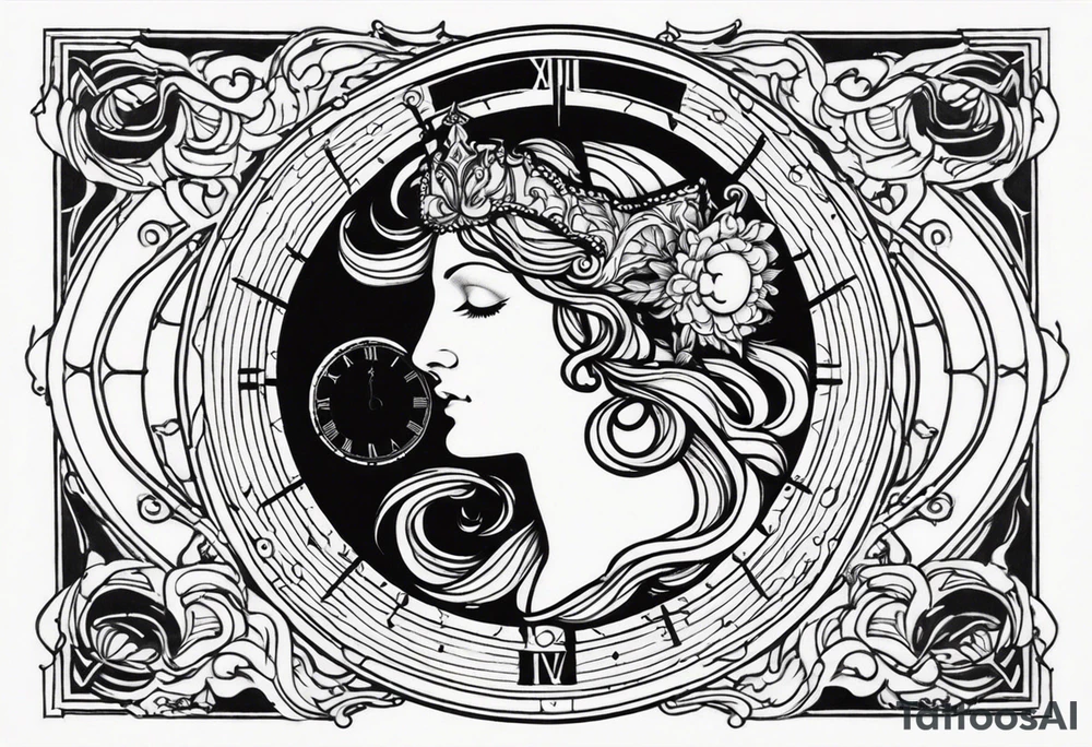 Janus, timeless clock, Aquarius tattoo idea