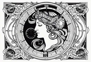 Janus, timeless clock, Aquarius tattoo idea