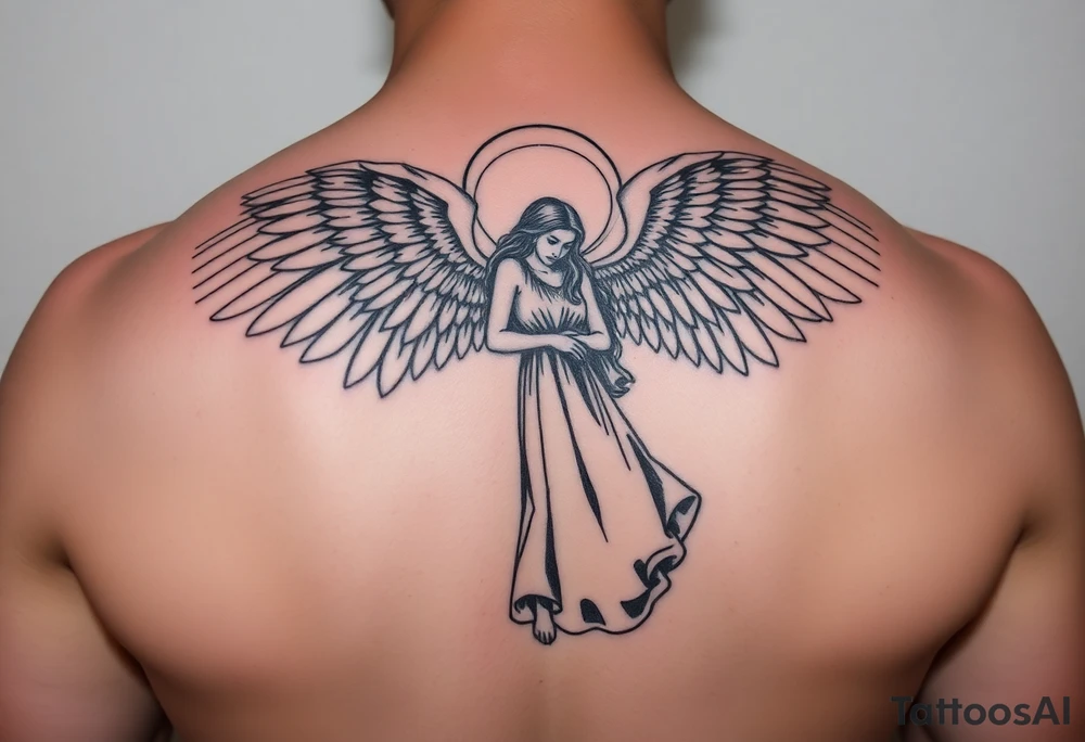 Angel watching over daughter in military tattoo idea
