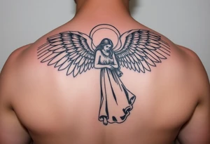 Angel watching over daughter in military tattoo idea